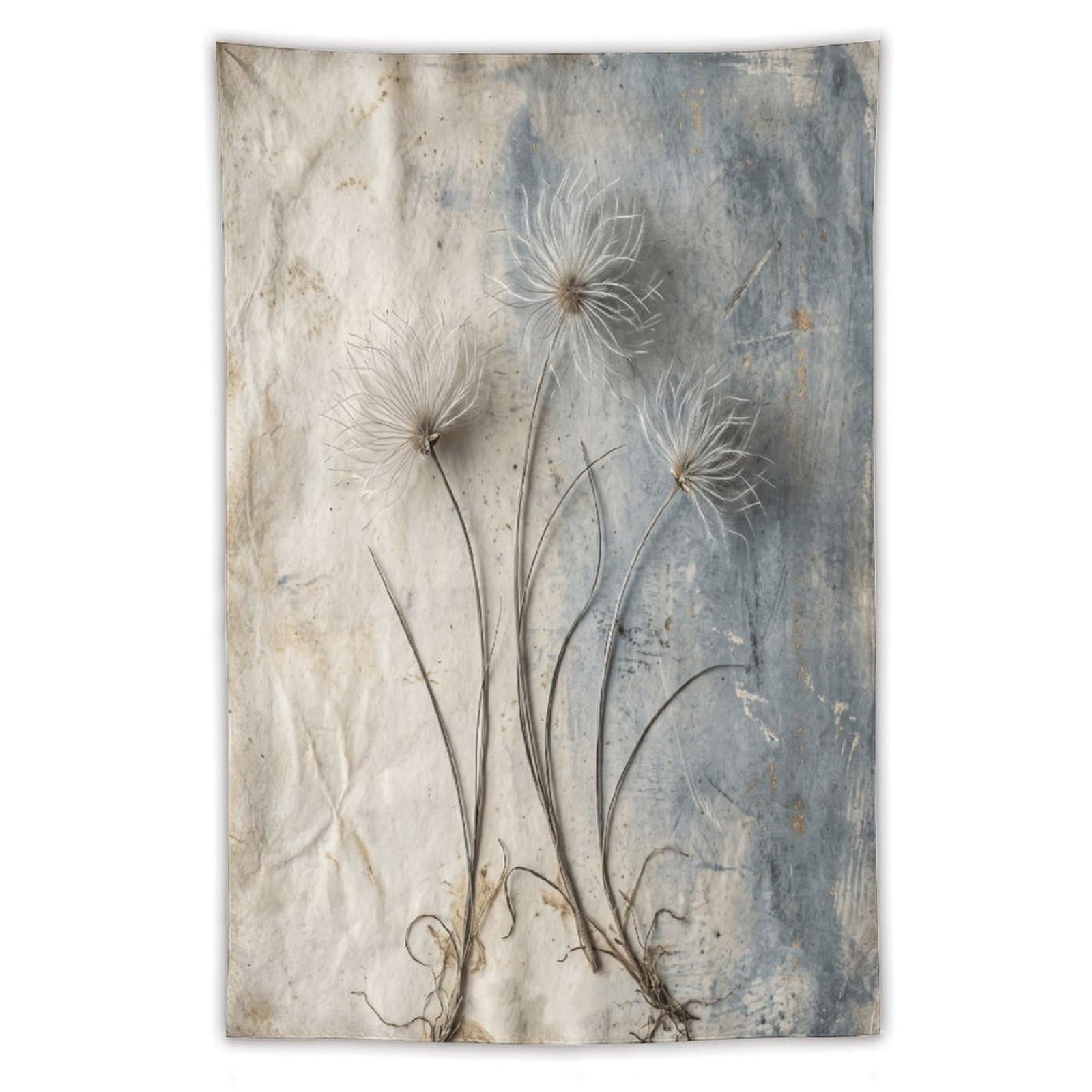 H3B8U2Y5 Botanical Dandelion Stems Wall Tapestry, Botanical Illustration