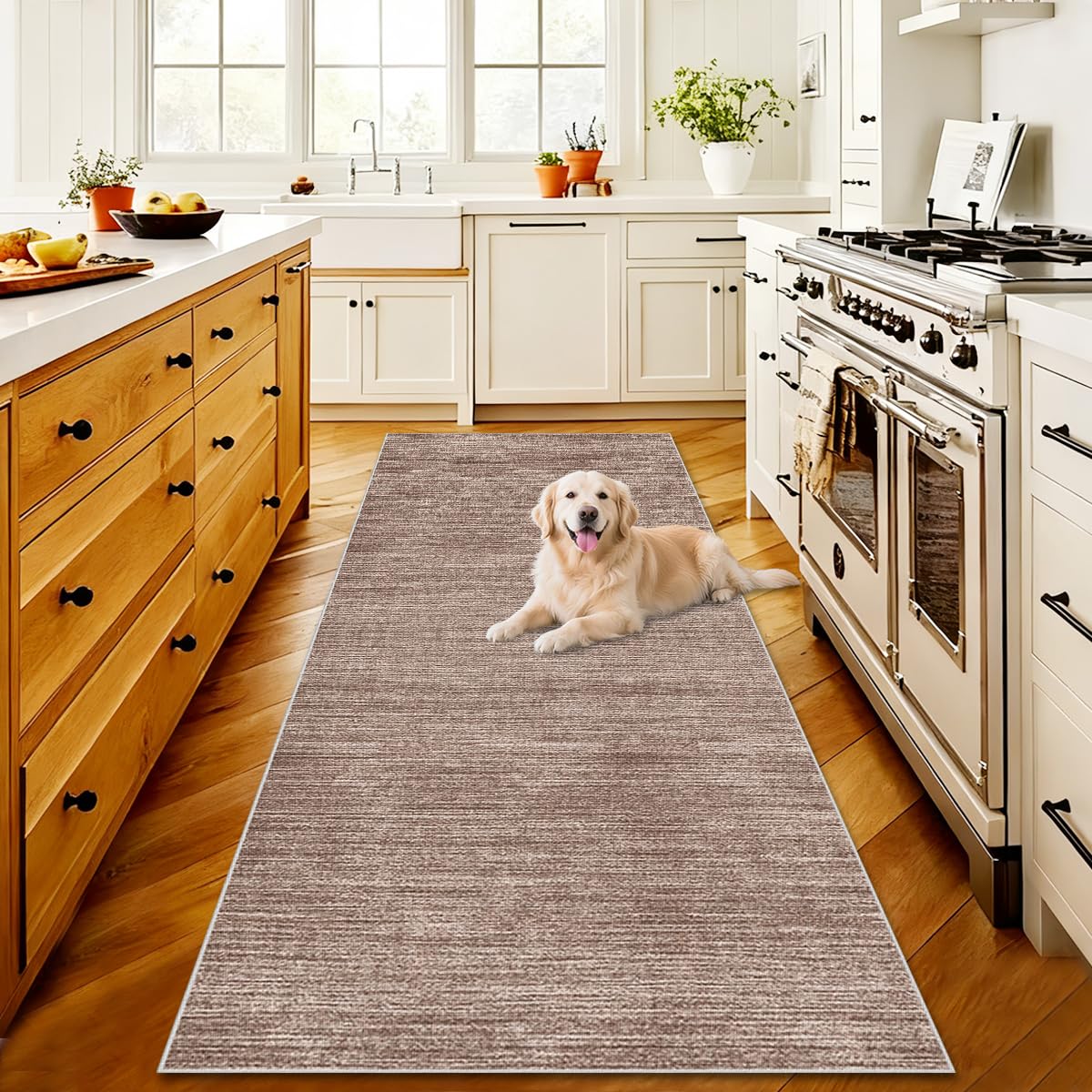 AYHSMNOU Extra Long Runner Rugs for Hallway Non Slip Kitchen Mat Hallway Hall Runner Narrow Rugs Washable Entrance Mat Water Absorbent Runner Mat for Kitchen Living Room Hallway Brown 90 x 350 cm