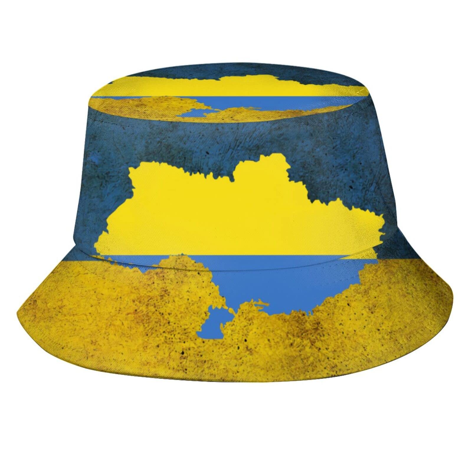 Cute Ukrainian Flag Vintage Graphic Bucket Hat Packable Cap Beach Sun Hat Fishing Hat for Women Teen Girls Adult
