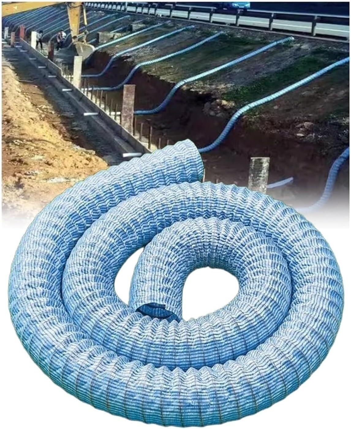 Vuiklcty 5Cm French Drain Pipe， For Landscape Garden Patio(39.4Ft/1200Cm)