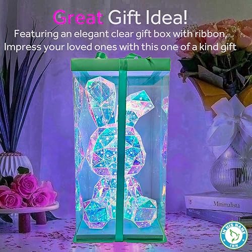 Miniatura 2 de In His Name Luz nocturna LED de conejo, lámpara holográfica de conejo arcoíris, lámpara de conejo de alta calidad y lámpara de luz de conejito de