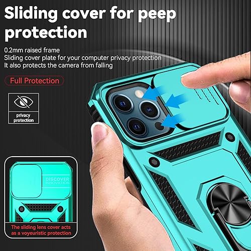 Miniatura 4 de Funda para iPhone 12 Pro Max con cubierta para lente de cámara, protector de pantalla HD, protección contra caídas de grado militar, soporte de