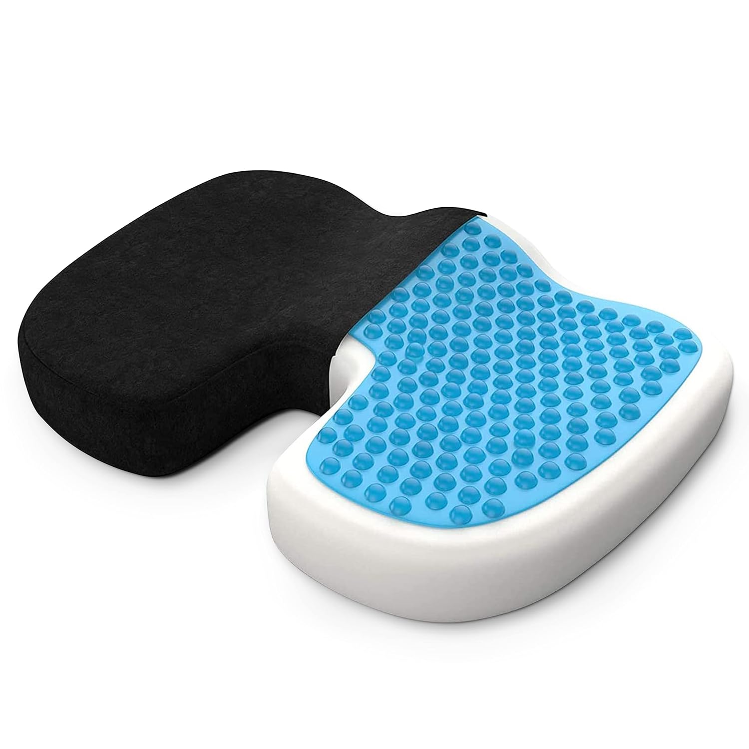 bonmedico Orthopedic Seat Cushion – Standard, 17.7 x 13.8 Inch Memory Foam Gel Chair Cushions for Back, Tailbone, Butt and Coccyx Discomfort Relief – Support Pillow for Office, Car, Home & Wheelchair