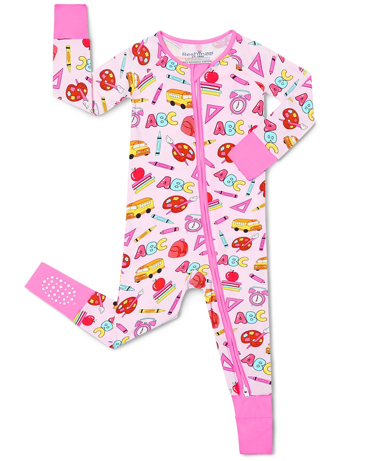 babee Reshinee Viscose Derived from Bamboo Baby Footie Pajamas Convertible Newborn Sleeper for Baby Girl Zipper Onesie 0-24M
