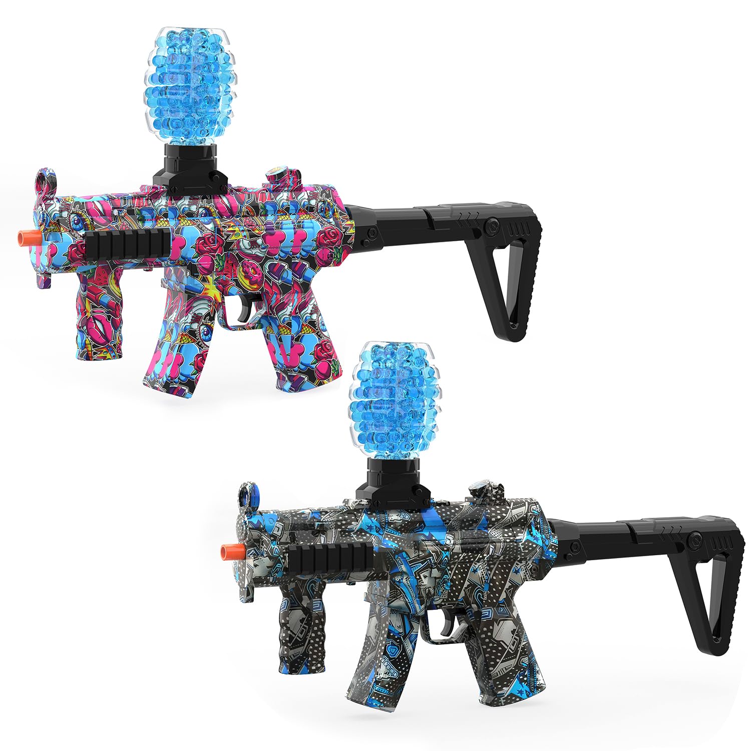 2 Packs Gel Ball Blaster Automatic, Electric Outdoor Play Games for Adults, Outside Activities Toys for Garden& Lawn Backyard, Birthday Ideas for Ages 14+ Years Old