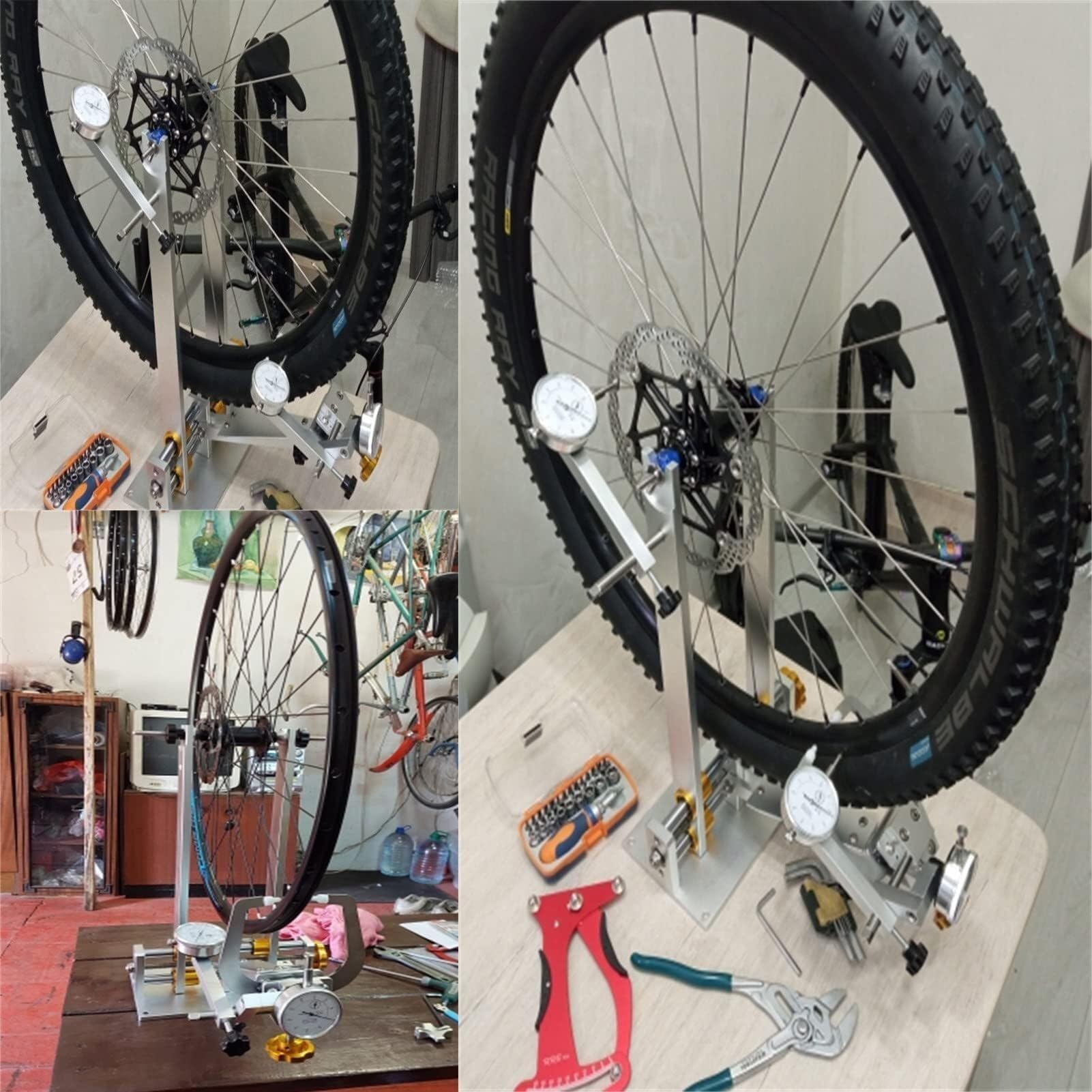 Kit supporto per manutenzione bici professionale per riparazione centratura ruota per bicicletta per ruote da 16"- 29".