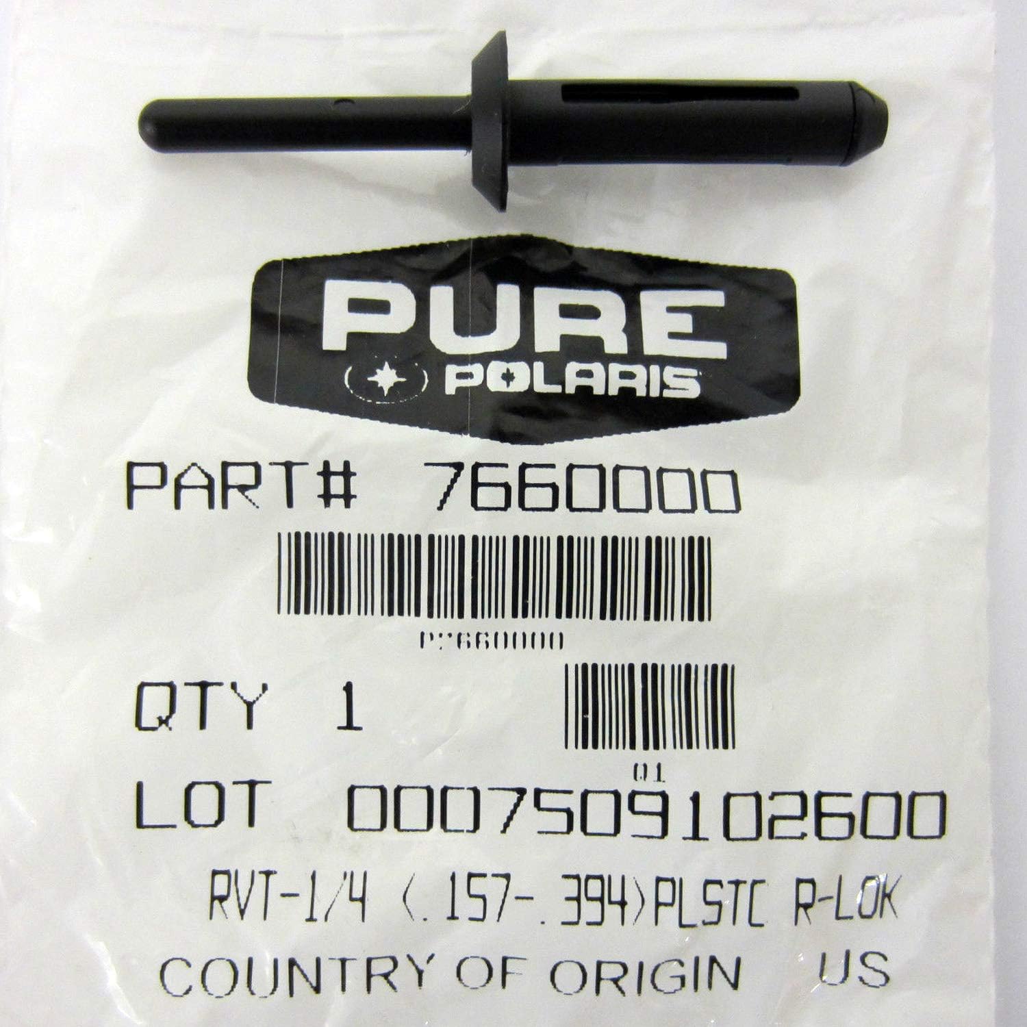 Polaris Rivet, 1/4, Genuine OEM Part 7660000, Qty 1