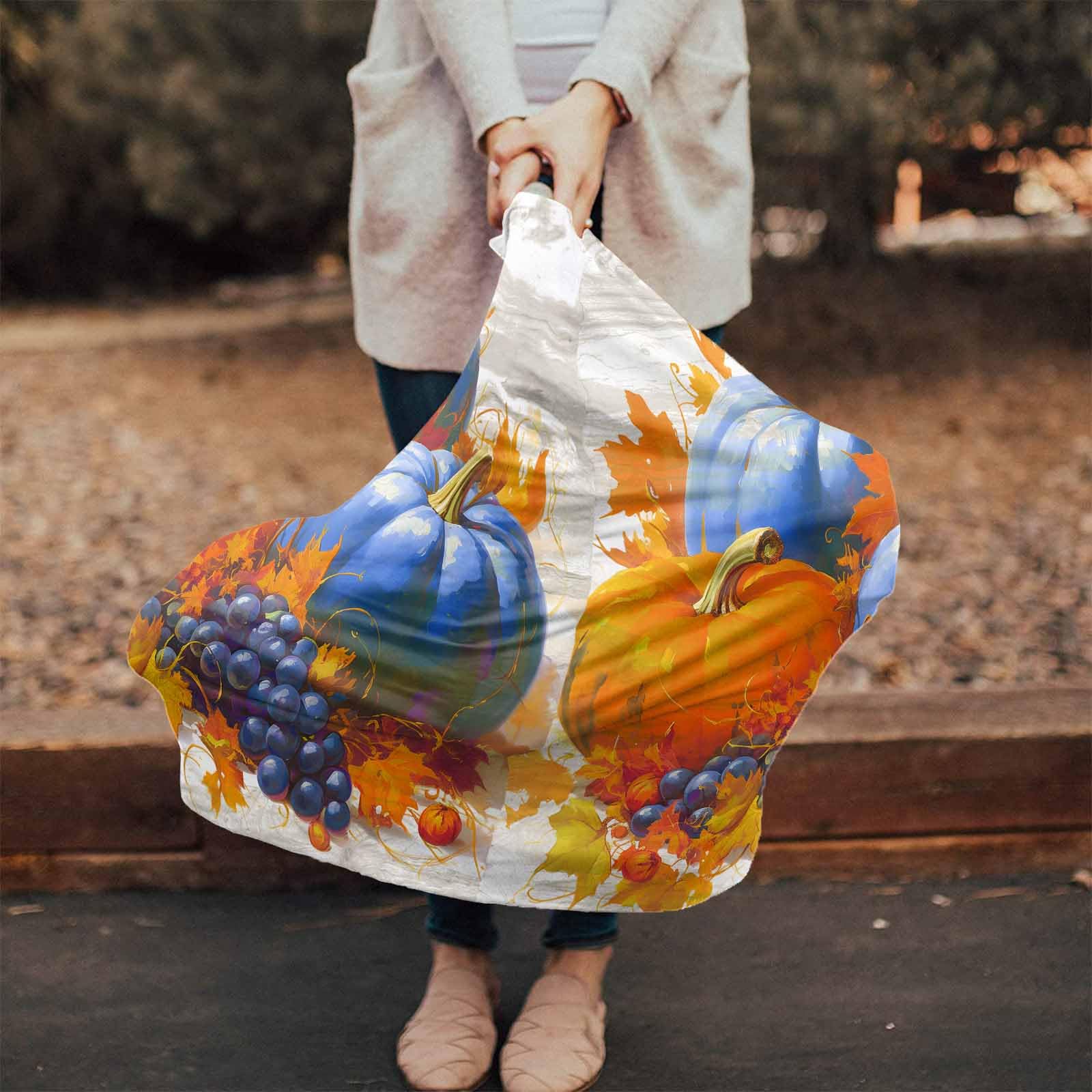 Nursing Cover for Breastfeeding Scarf, Harvest Grape Pumpkin Oil Painting Autumn Leaves Baby Car Covers Super Soft Multi Use for Canopy Shopping Cart Cover Blanket Stroller Cover