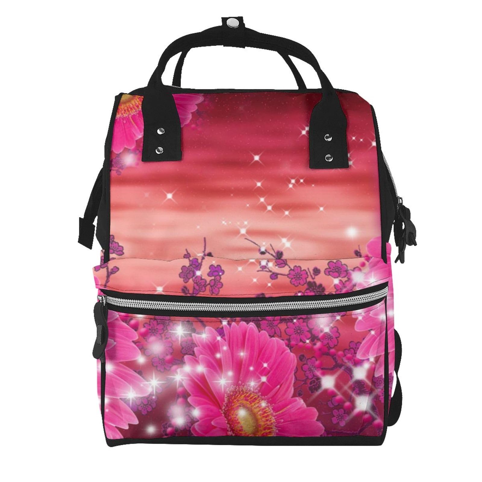 Sac à dos à langer papillon rose et violet noir taille unique - 7