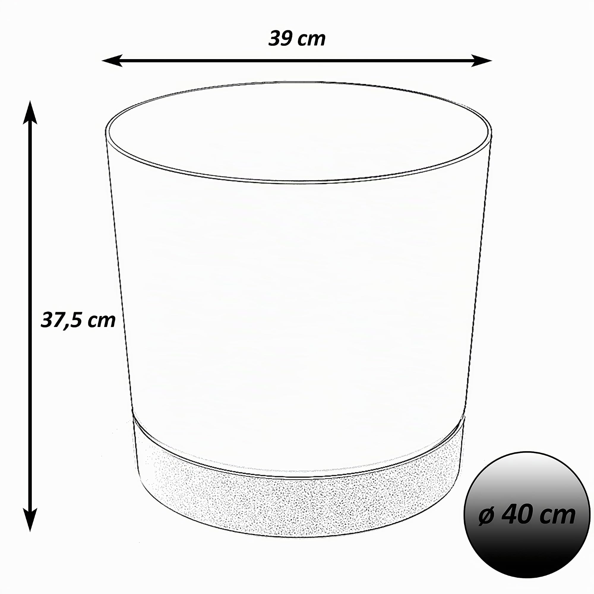 Tymar Vaso da fiori con sottovaso, confezione da 2, vaso decorativo in plastica, moderno, rotondo, per interni (diametro 40 cm, confezione da 2) BETO crema