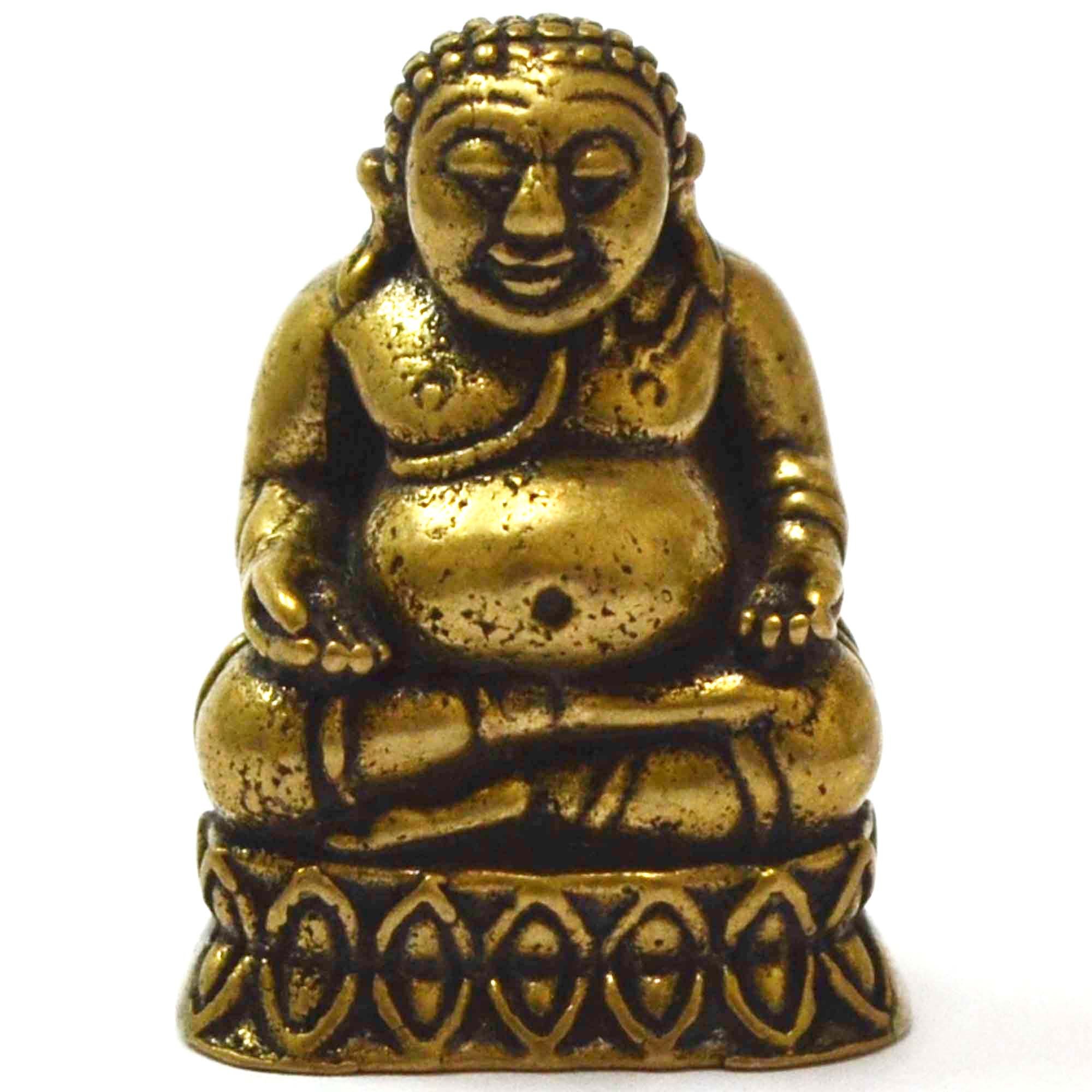 buddha Thailand Happy Jewelry Amulet Pra Sangkajai Happy Mini Brass Pendant Rich & Safe Life by Lp.Koon