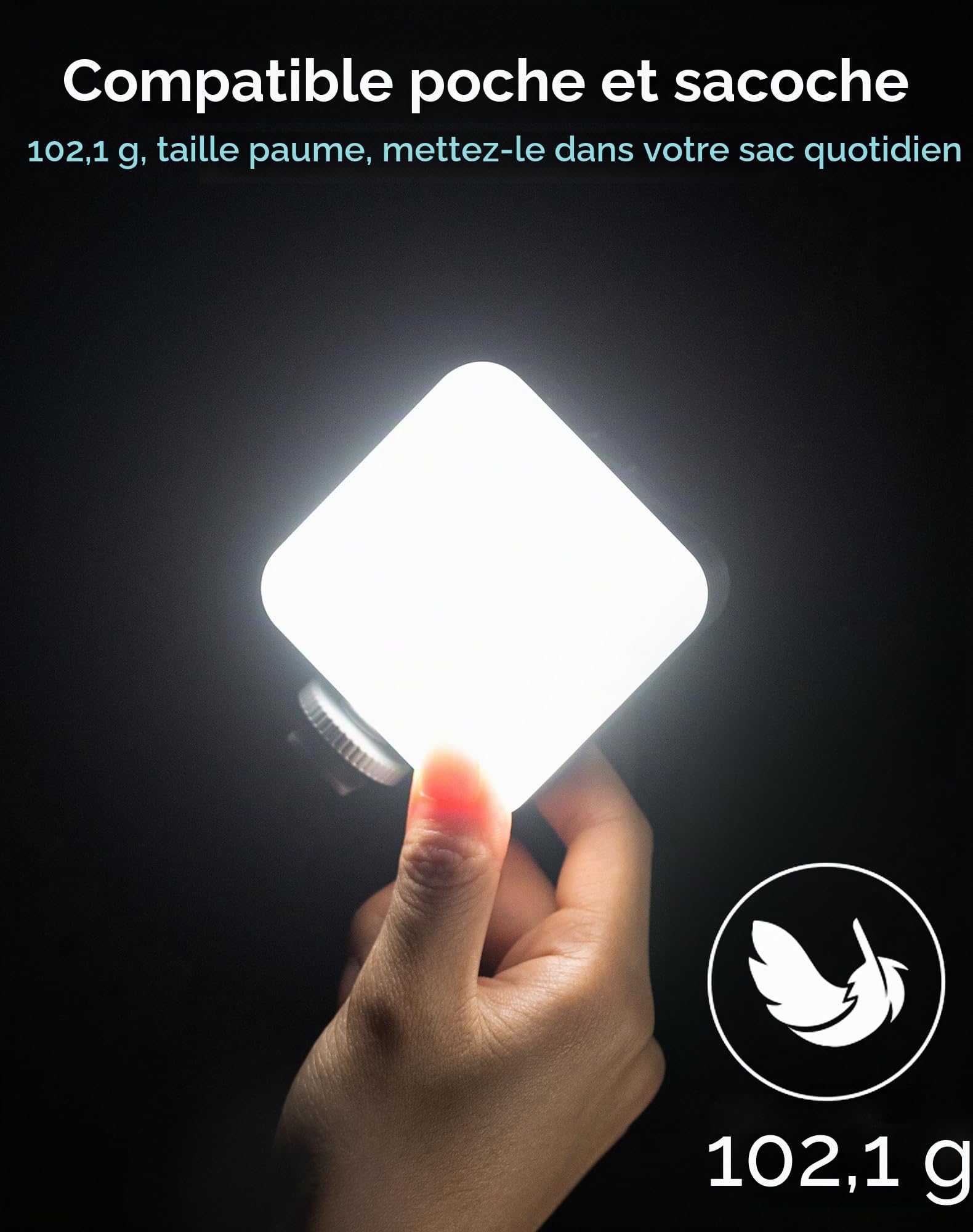 SMALLRIG P96 Lampe Vidéo LED, Lumières LED pour Camera Portable, 96 Perles LED pour Éclairage de Vidéographie Photographique, Panneau Rechargeable 2200mAh CRI95 + 2700-6500K avec 3 Cold Shoe - 3286B