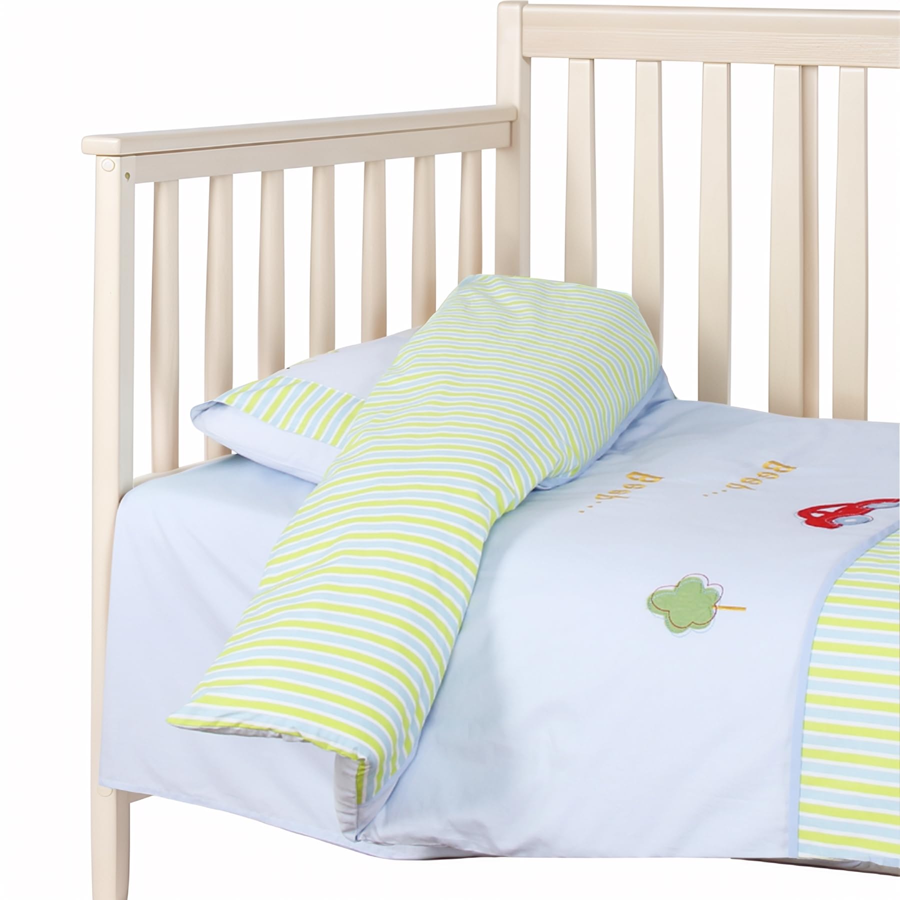 Parure de lit 2 pièces pour berceau de bébé, 100 % popeline de coton, housse de couette de 100 x 122 cm et taie d'oreiller de 30,5 x 45,7 cm, broderie douce pour bébé