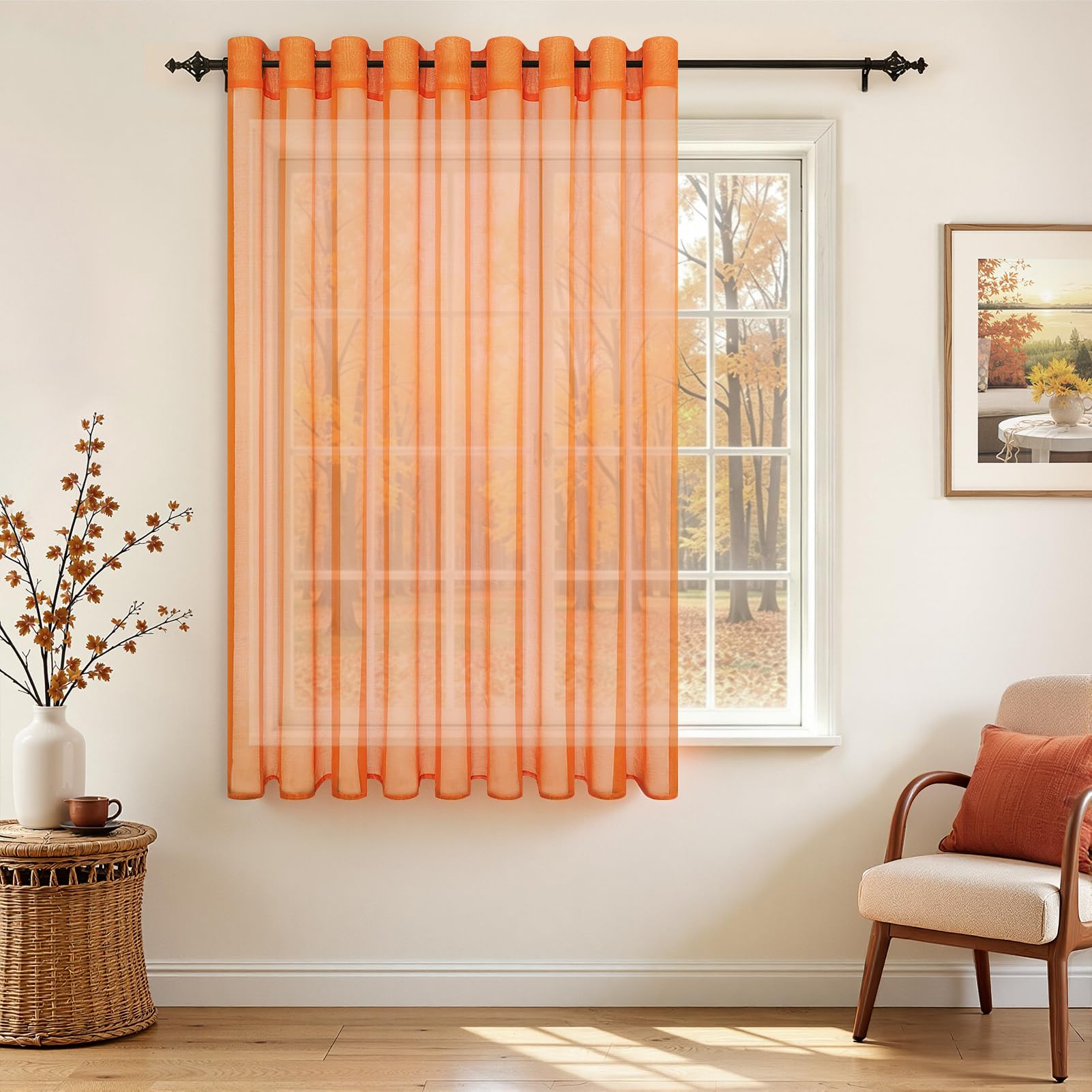 MRTREES Short curtains with eyelets, transparent, 1 piece, H 150 x W 200 cm — image 1