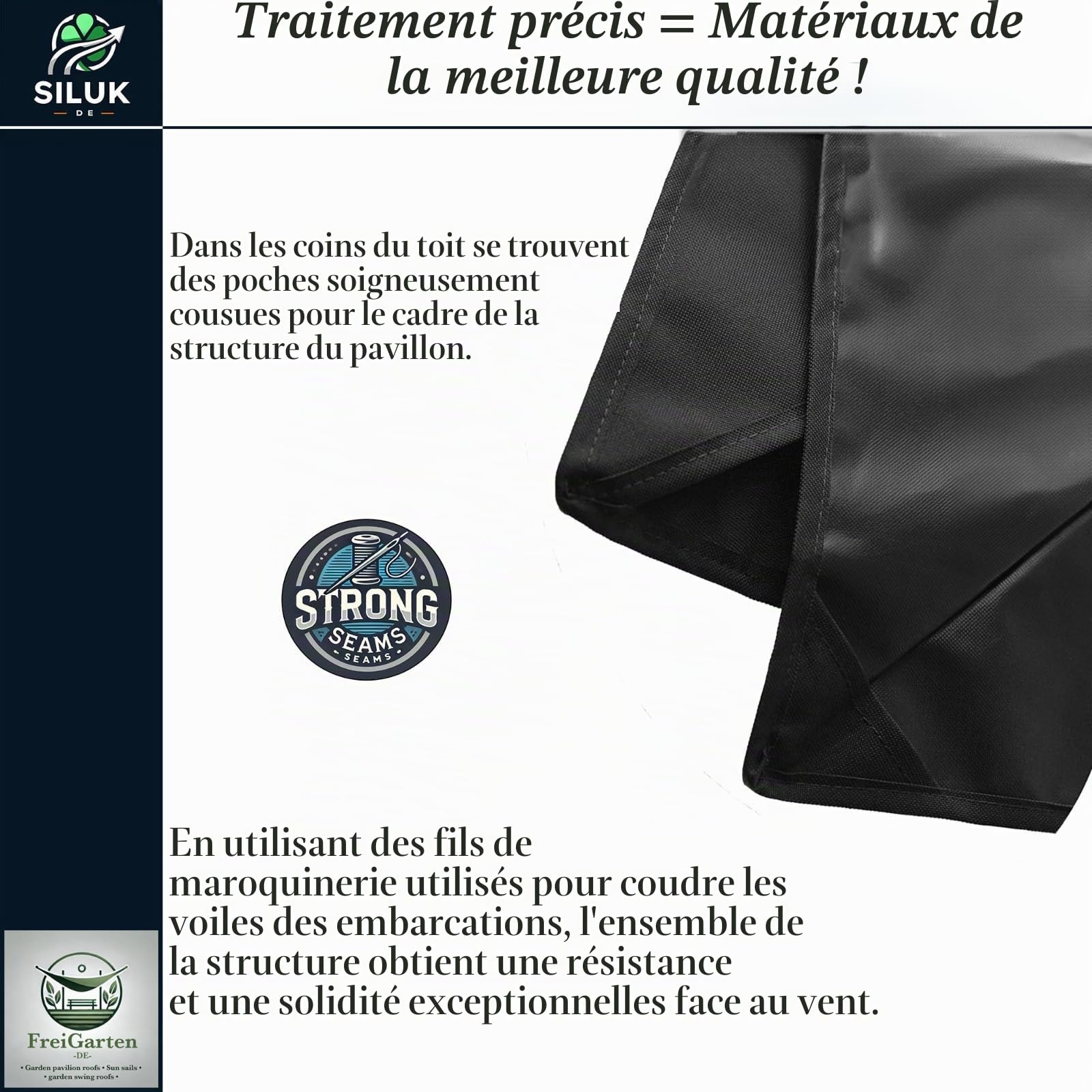 Toit de Rechange pour tonnelle de Barbecue 2,4 [m] x 1,5 [m] m de Sable Antique, imperméable, matériau : Panama PCV Soft 370 g/m², Extra résistant, modèle 11 (Anthracite)