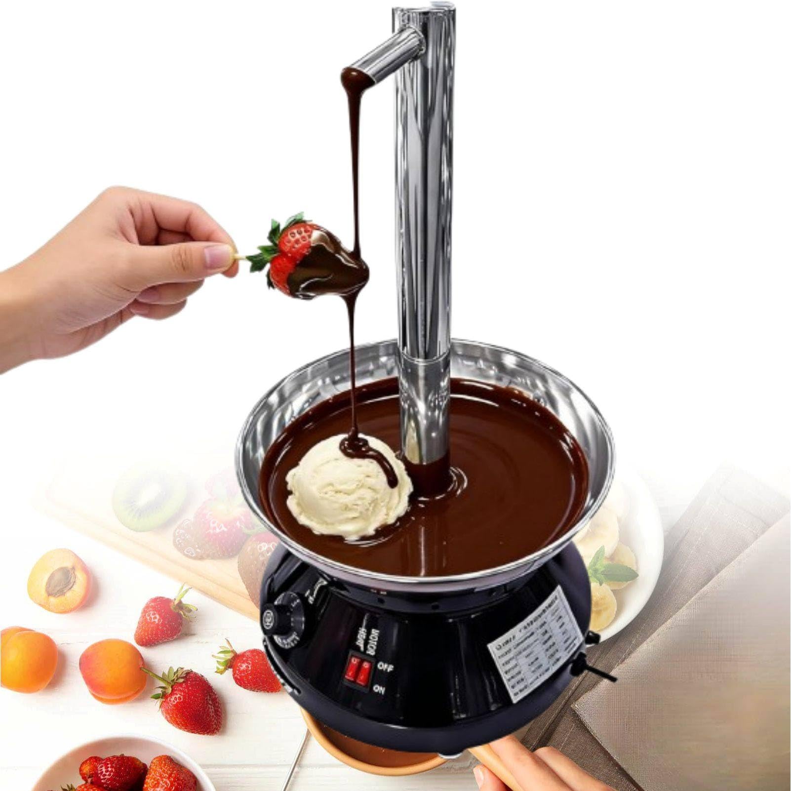 MhWrughts Electric Chocolate Fountain Machine, Faucet Design Chocolate Fondue Fountain with Chocolate Melting Function, Detachable Stainless Steel Fountain for Dessert Shops