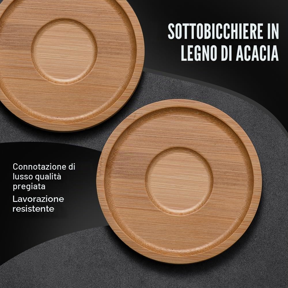 Set da 4 pezzi di tazze da cappuccino con piattini, tazze da caffè in ceramica da 320 ml, grandi tazze da cappuccino per gli amanti del caffè, cappuccino, latte, americano e tè, Bianco