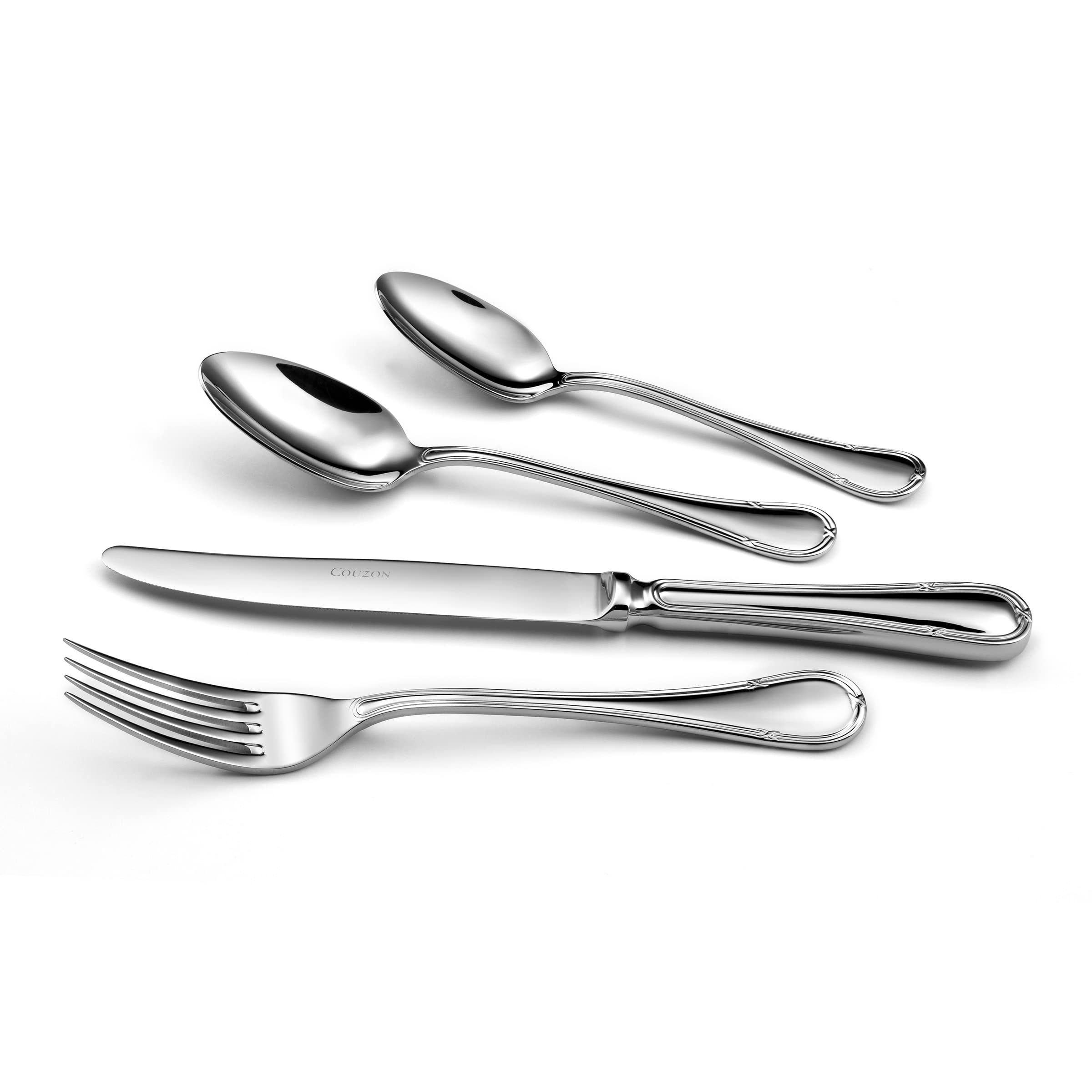 Couzon - Cubertería de 24 cubiertos de mesa para 6 personas, acero inoxidable 18/10, acabado espejo, grosor 3,5 mm, acero inoxidable