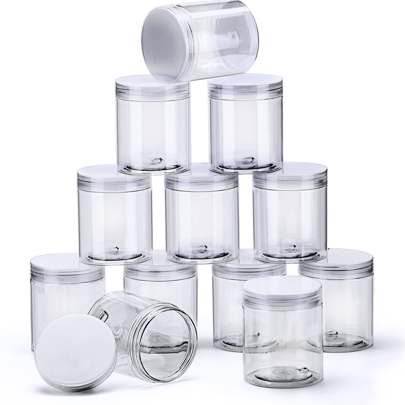Satinior 12 Pack Plastic Jars with Lid, 5 oz Clear Empty Storage Container
