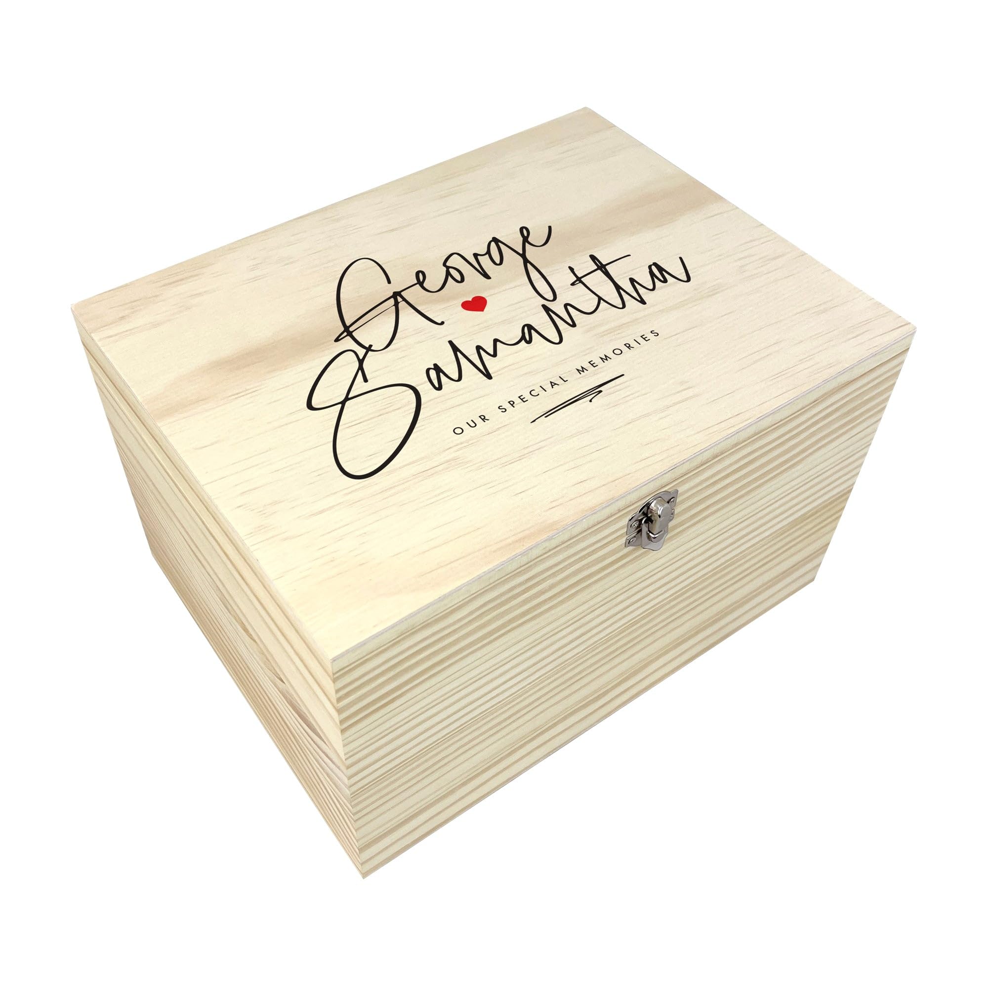 Personalised Couples Wooden Keepsake Memory Box | Custom Names & Text | Valentine's, Anniversary, Wedding Gift | W20cm x D15cm x H11cm
