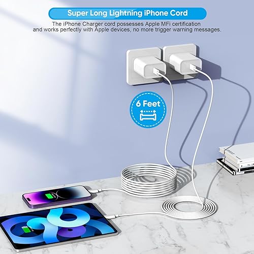 Miniatura 3 de Cargador rápido para iPhone, teléfono 14 13 12 11 cargador rápido USB C de pared con 2 cables de carga rápida de 6 pies compatible con iPhone 1414