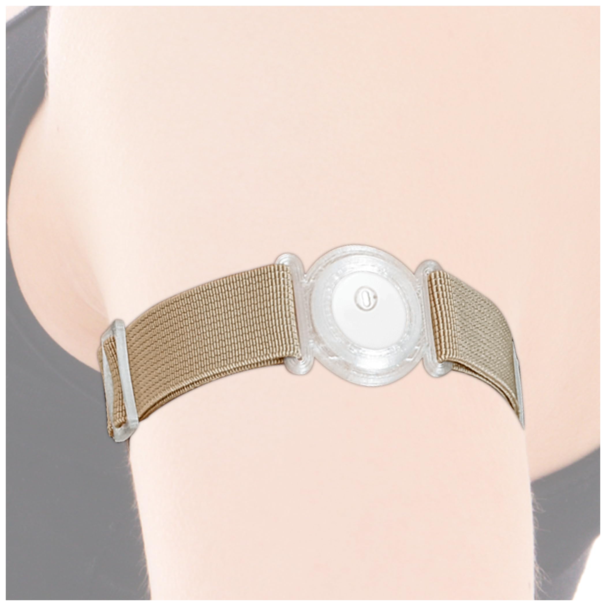 DiaBrothers® Fixierband für Freestyle Libre 3 Sensor | Wasserfest & flexibel | Sicherer Halt & Schutz | Verstellbares Armband - Halter: transparent - Armband: beige - Größe: M (25-35 cm)