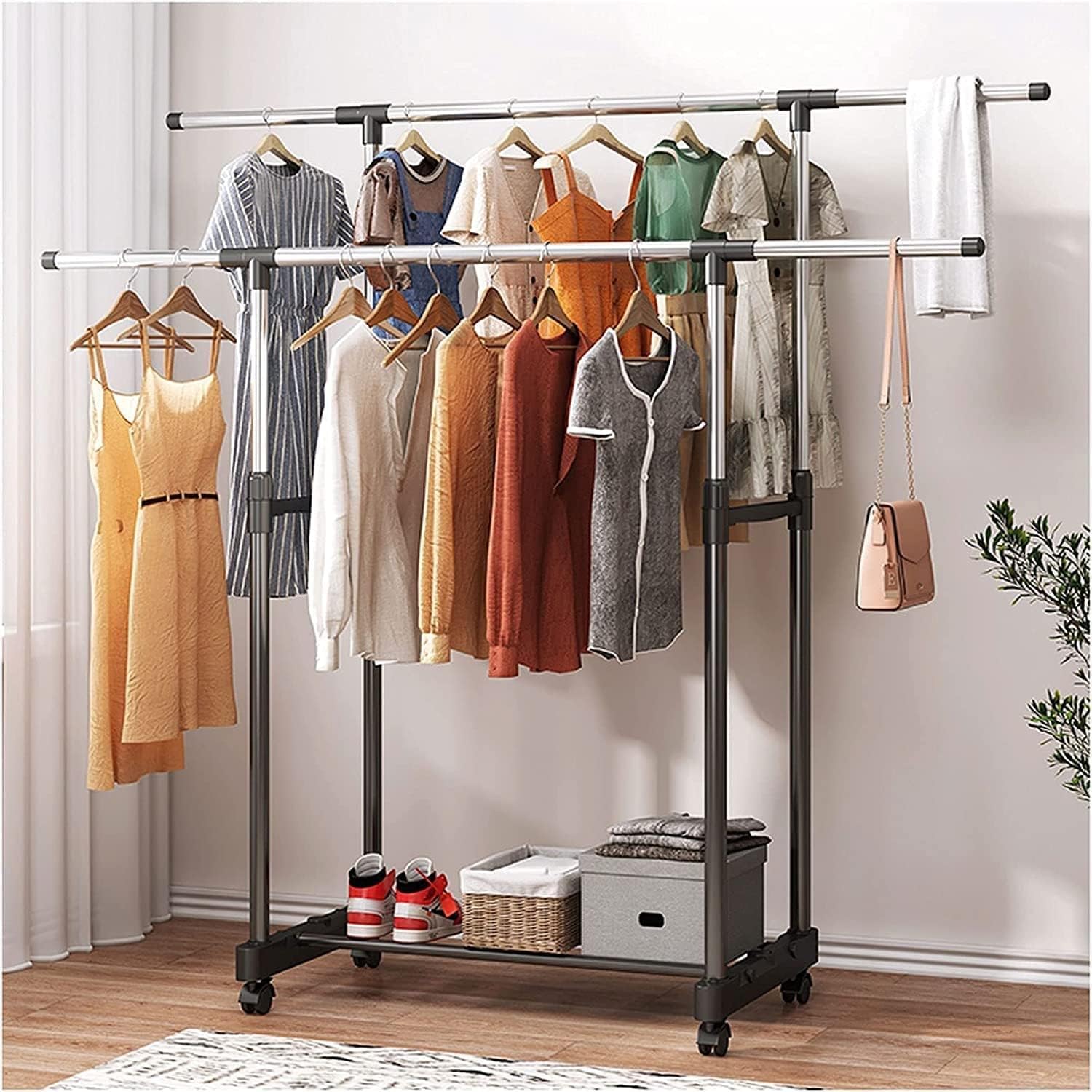Portant extensible penderie réglable hauteur rangement dressing