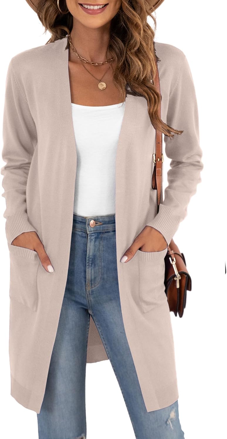 VIISHOW Women's Classic Cardigans Long Sleeve Open Front Casual Knit Cardigan Sweaters Coat Soft Outwear