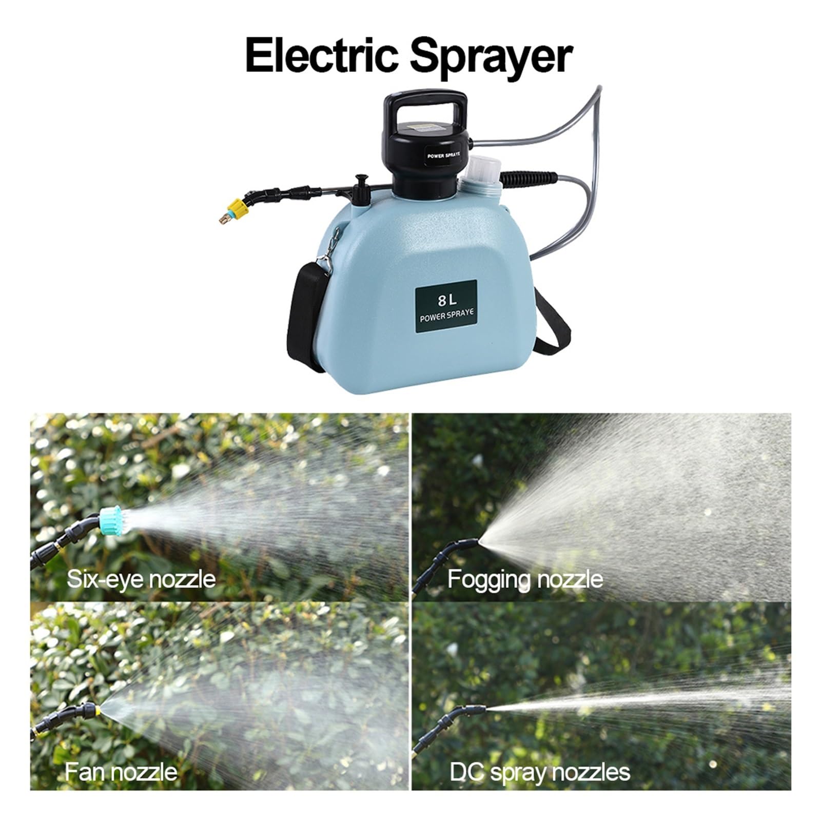 Spruzzatore elettrico, Spruzzatore elettrico con irrigatore da 5 litri, annaffiatoio for attrezzi agricoli, spruzzatore d'acqua nebulizzato bottiglia di irrigazione ricaricabile USB(Blauw)