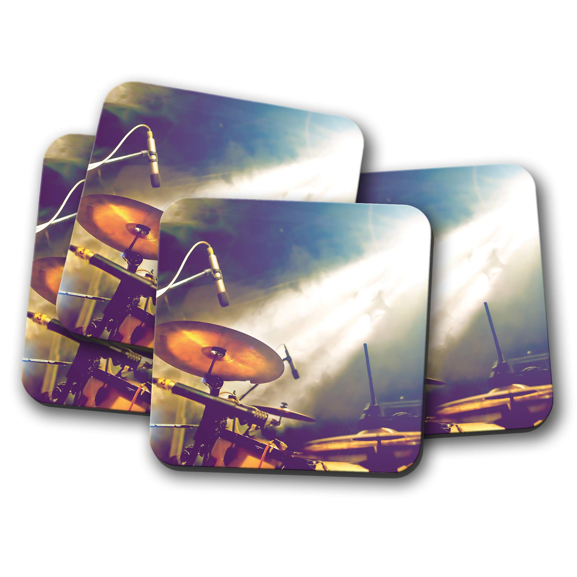 Destination Vinyl Ltd Multicolor 4 Set - Drum Kit Coaster - Musician Music Band Drummer Sound #16491