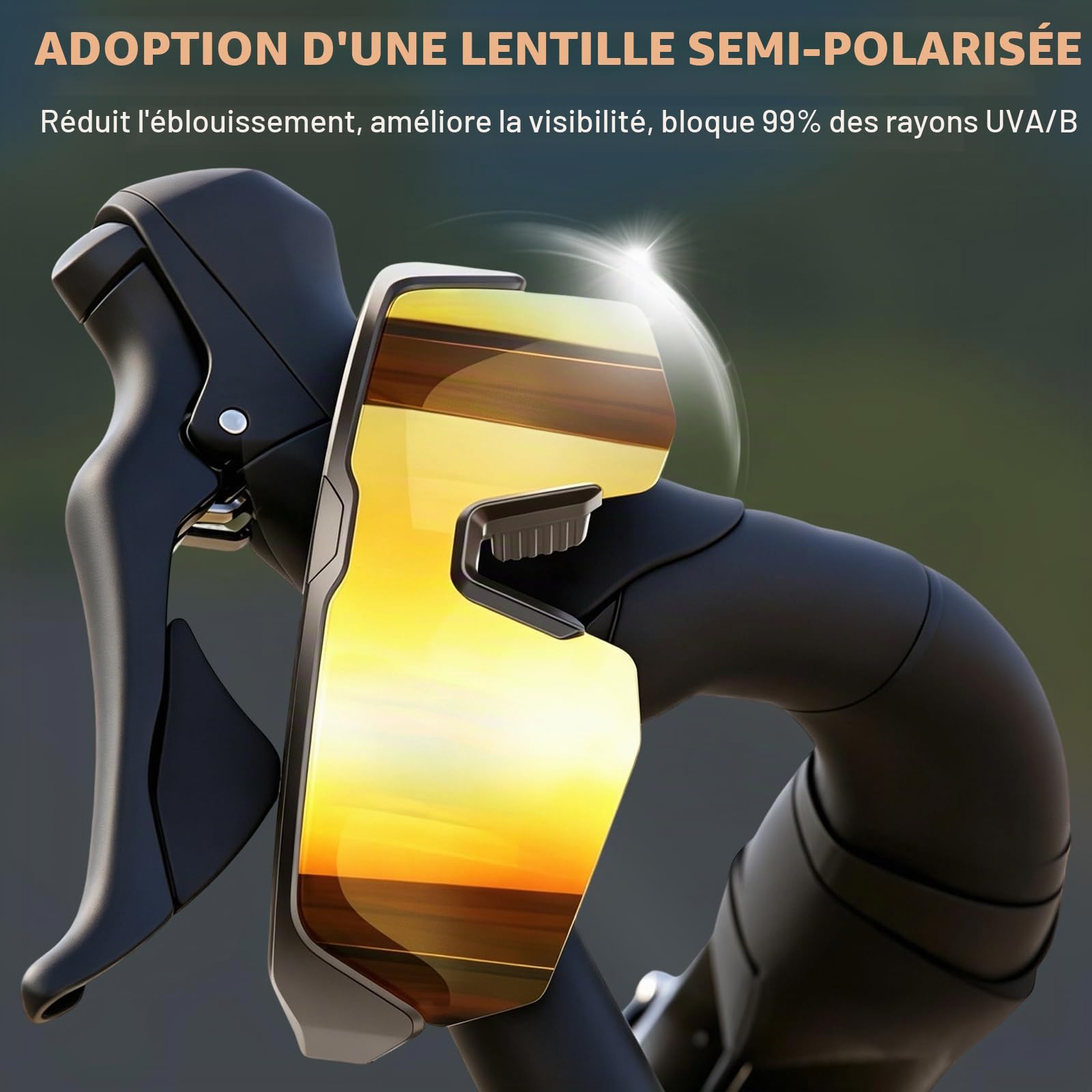 Lunettes de Soleil Bluetooth Intelligentes, Lunette Protection de Cyclisme, Réponse en un Clic, Protection UV, Navigation Vocale, pour Homme et Femme, Cyclisme, Course, Ski