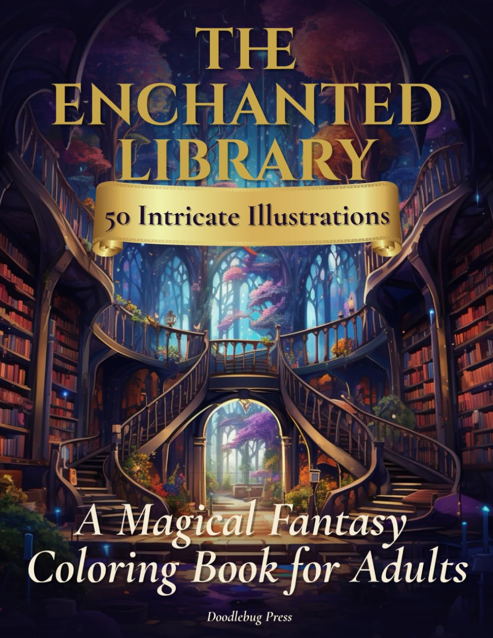 The Enchanted Library: A Magical Fantasy Coloring Book for Adults