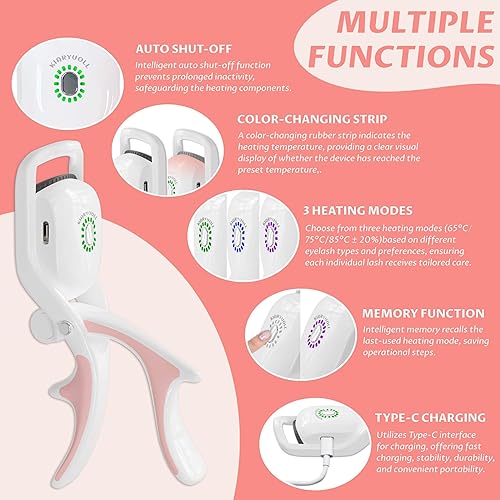 Miniatura 10 de Kit de rizador de pestañas eléctrico con calefacción, terapia de pestañas calientes, herramientas profesionales para pestañas, levantador de