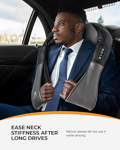 Miniatura 6 de CooCoCo Shiatsu Masajeador de cuello y espalda con calor, regalos de cumpleaños de Navidad, almohada eléctrica con cable de tejido profundo 3D,