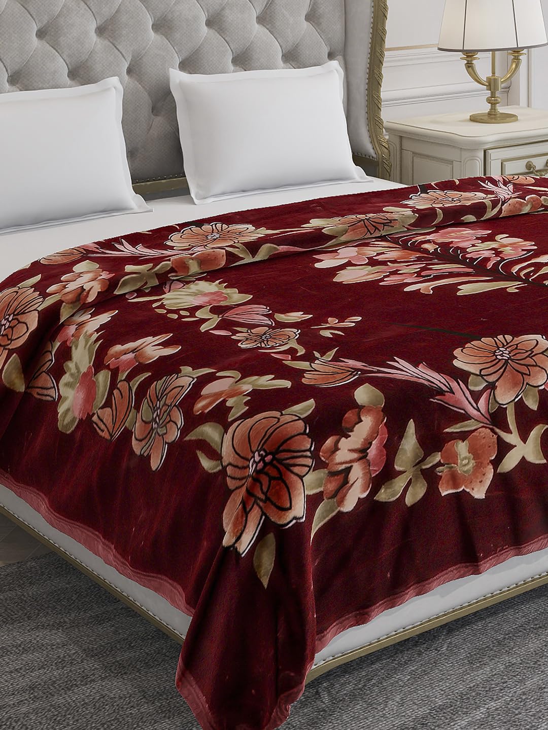 Monte Carlo Double Bed Heavy Winter Blanket Emilia 1000 GSM | 5.5 KG 2 Ply 1 Blanket (220 CM X 240 CM) Maroon-picture-13