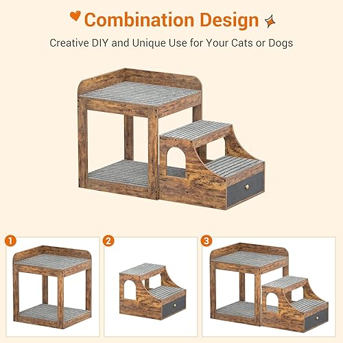 Miniatura 8 de Cyclysio Percha para ventana para mascotas con escaleras, litera grande para mascotas para perros y gatos, plataforma de asiento para mascotas de