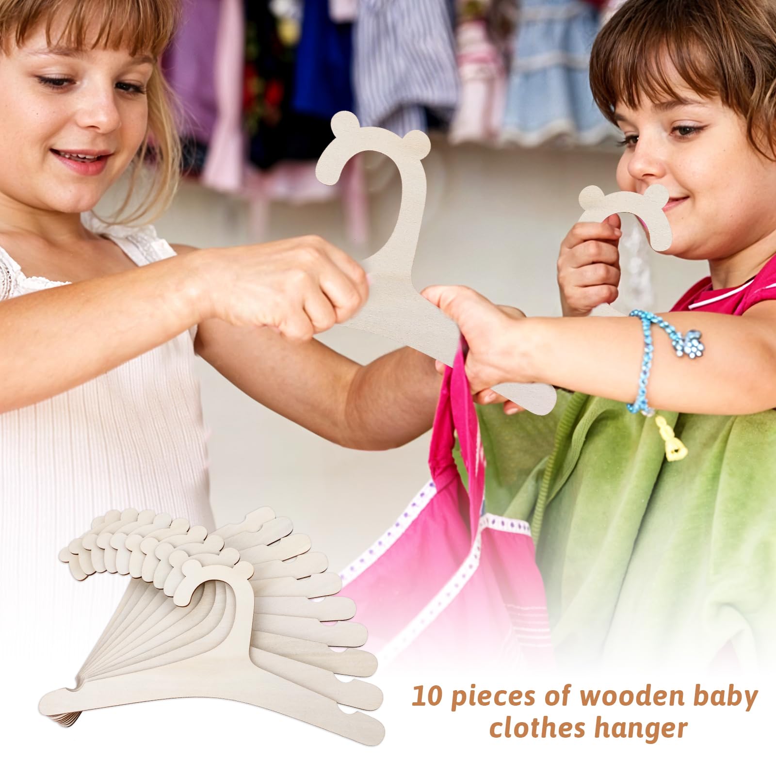 Lot De 10 Cintres En Bois Pour Bébé - Antidérapants Mignons En Forme D'Ours Pour Vêtements D'Enfants