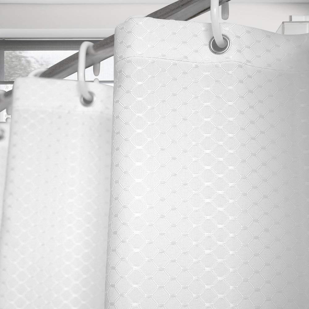 Tenda Doccia In Tessuto Nido D'Ape - Extra Lunga 213 Cm, Impermeabile, Con 12 Ganci, Beige - Foto 8