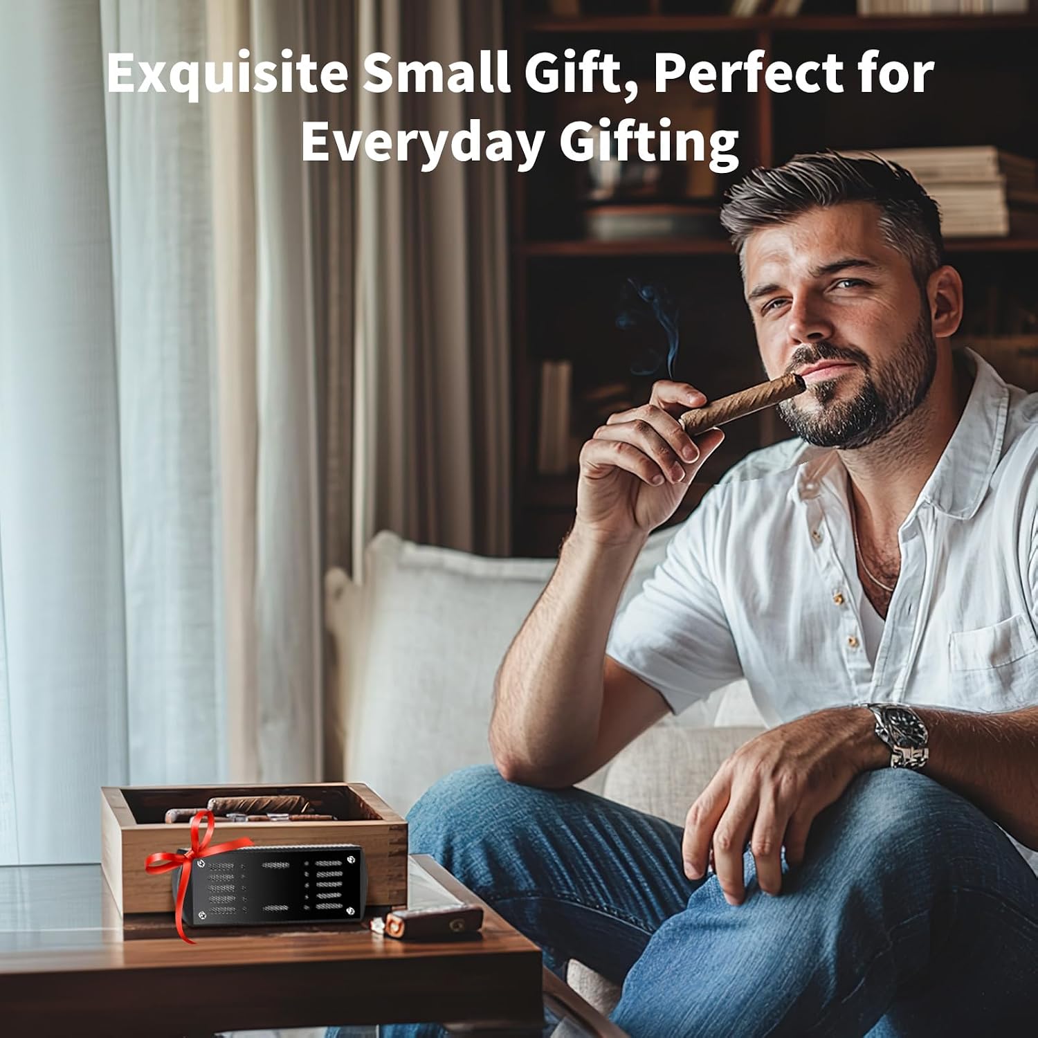 NEEDONE Cigar Humidifier, Rectangle Black Humidifier for Cigar Humidor Box, Helps Maintain Humidity, Keep Cigars Fresh, Gifts for Men