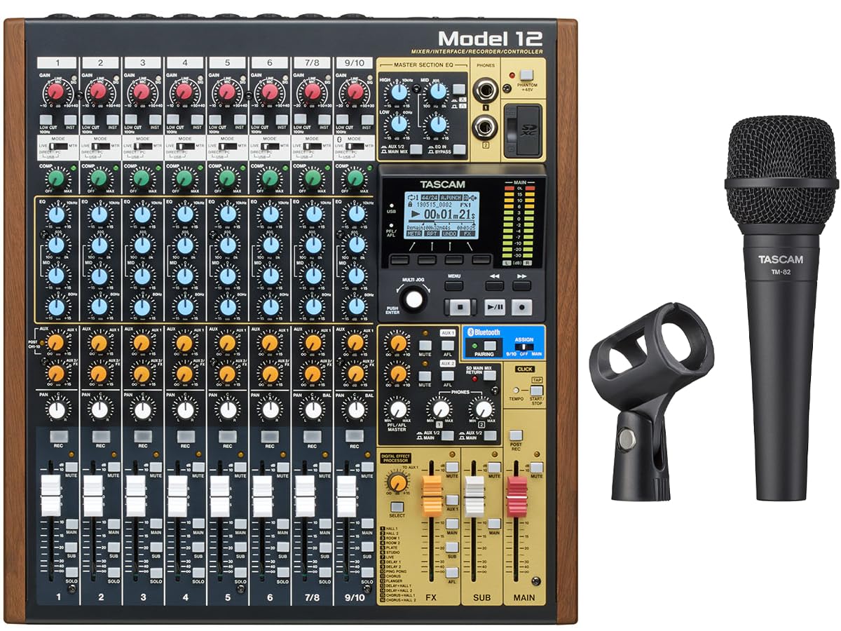 Amazon.com: TASCAM Model 12 and Dynamic Mic Bundle : Musical