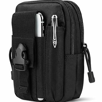 GOCART WITH G LOGO Men's Outdoor Tactical Waist Bag EDC Molle Belt Waist Pouch Security Purse Phone Carrying Case (Black)