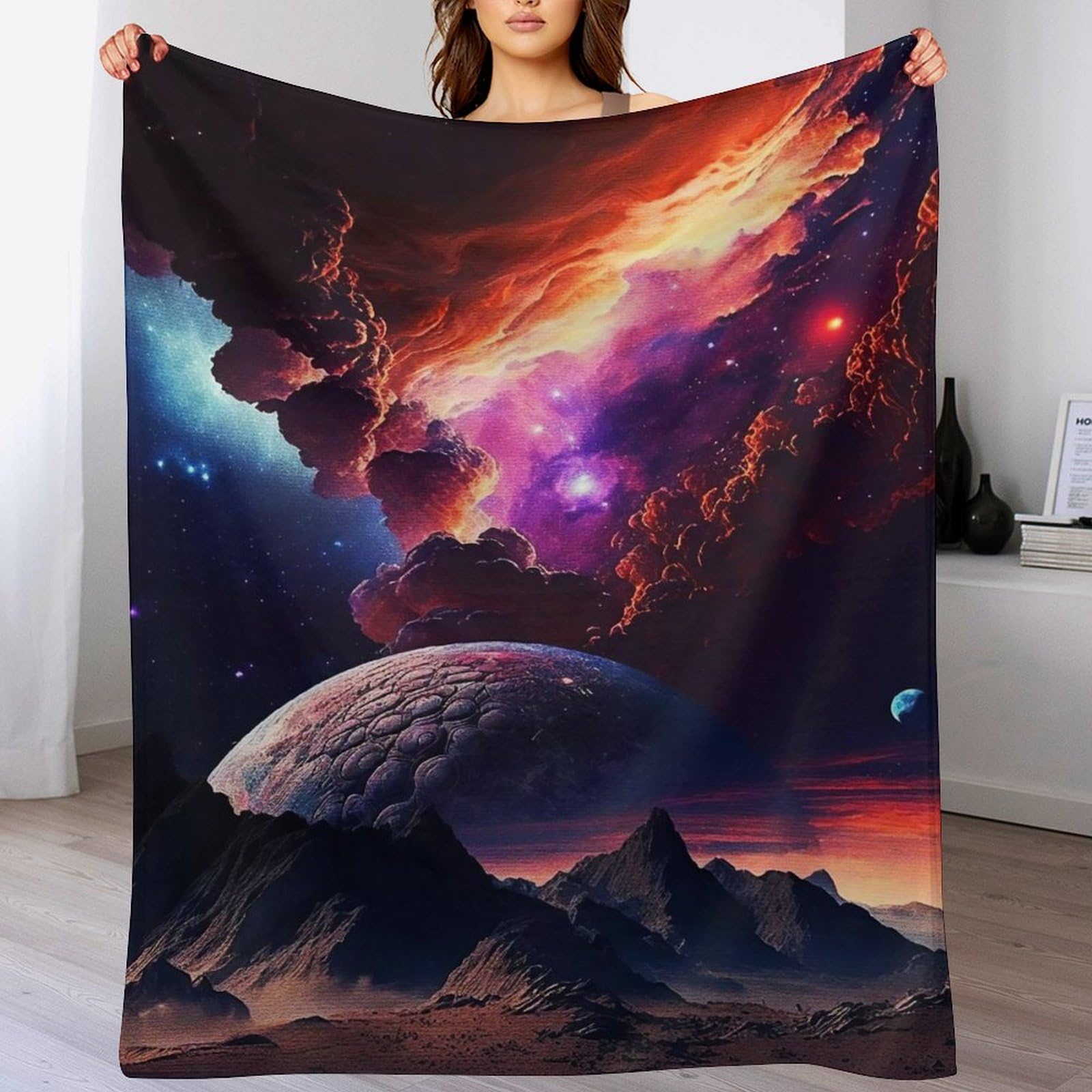 Manta de forro polar súper suave y mullida Planet Sternry Sky