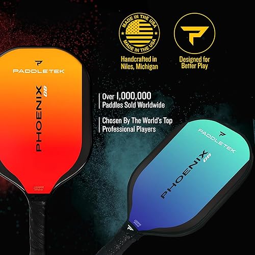 Miniatura 2 de Paddletek Phoenix G6 - Paleta de pickleball profesional con núcleo de panal, superficie de policarbonato, núcleo de policarbonato de grafito y