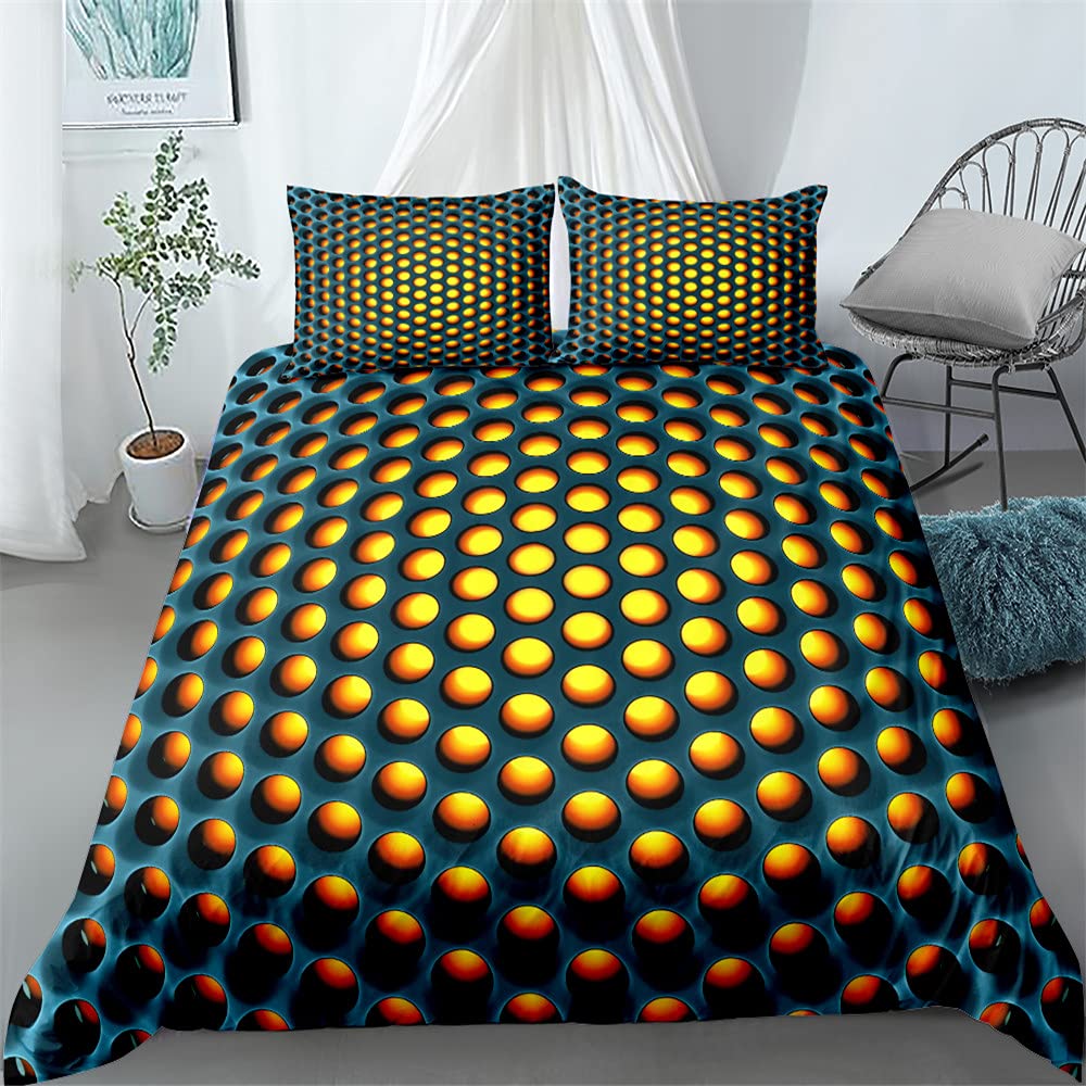 Czarno-biały zestaw pościeli 3D jednolity geometryczny romb mozaika wir gęsty okrągły nadruk o strukturze plastra miodu super king size poszewka na kołdrę 230 x 260 i 2 poszewki na poduszkę