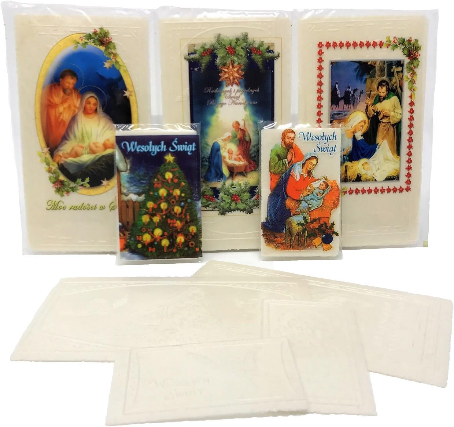 Polish Oplatki Christmas Wafers, 20 Pack Authentic Angel Bread for Wigilia Christmas Eve - Traditional Catholic Religious Wafers with Nativity Design - Polish Holiday Food Gift Box - 2 Sealed Packs (12 Large & 8 Small)