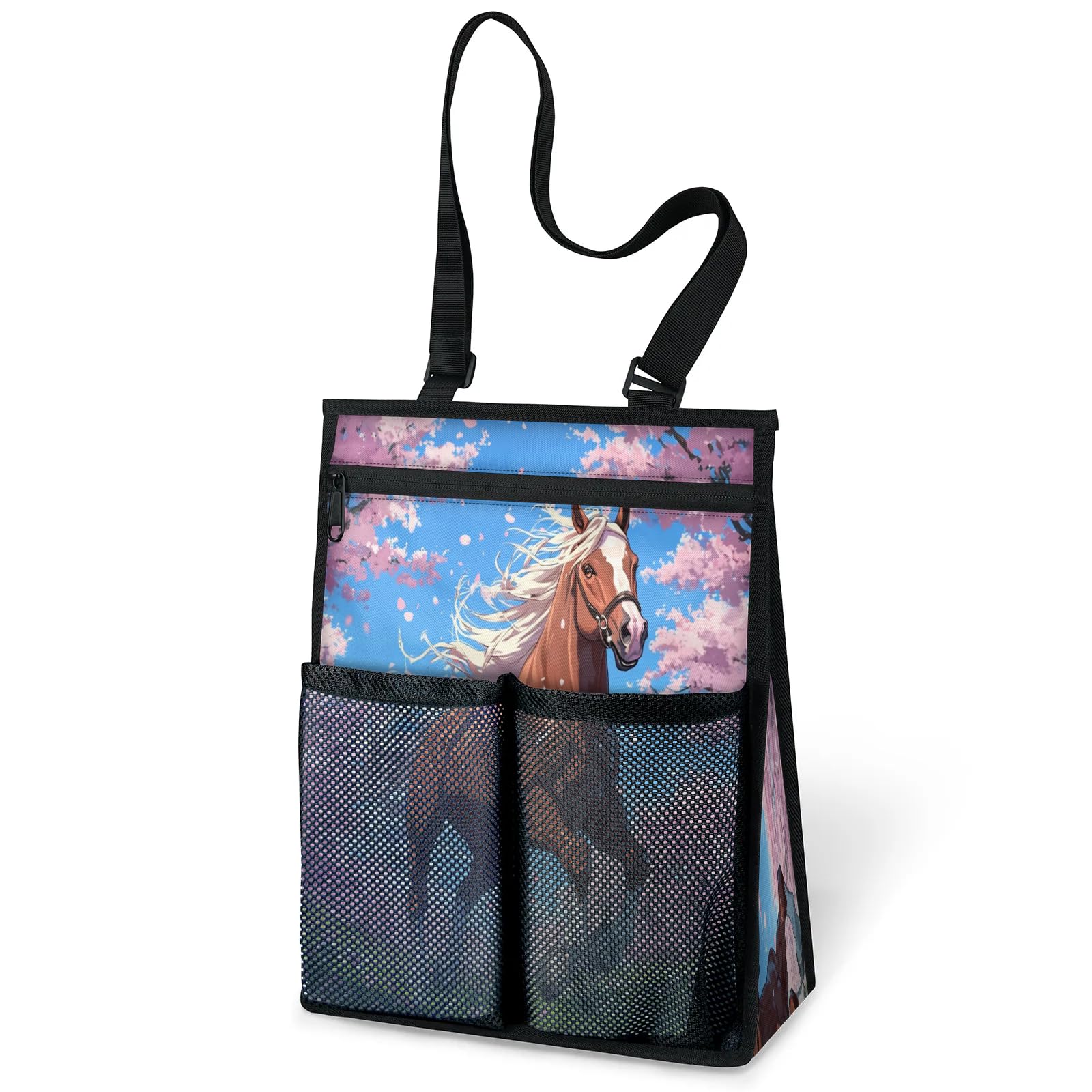 Ourtheme Spring Run Horse Portable Shower Bag for Travel Gym Camp Beach Tote Shower Caddy Bags Hanging Toiletry