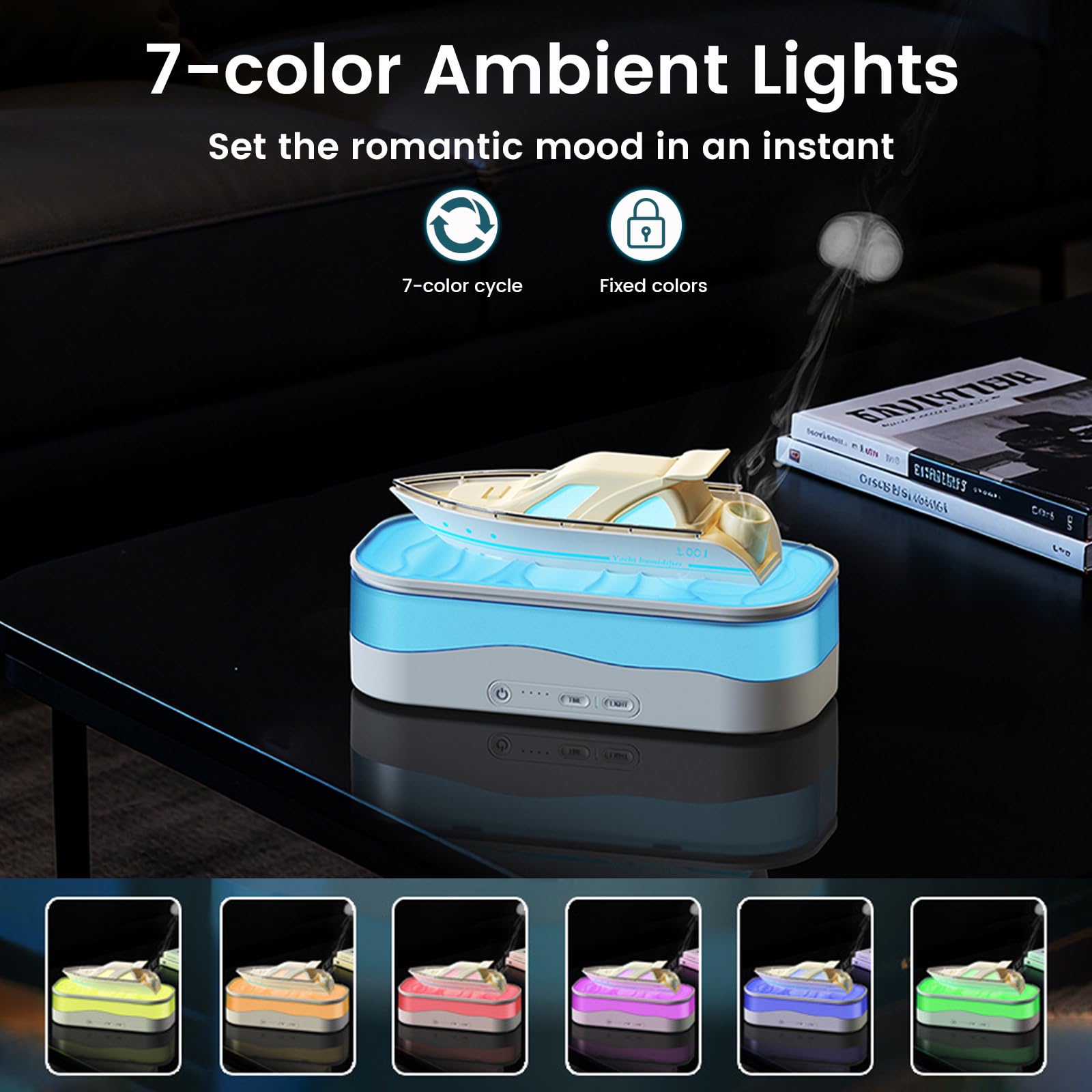 Diffusore di oli essenziali, diffusore per aromaterapia con luce in 7 colori, umidificatore a ultrasuoni da 150 ml, con spegnimento automatico e timer, 3 modalità, per casa, camera da letto, ufficio