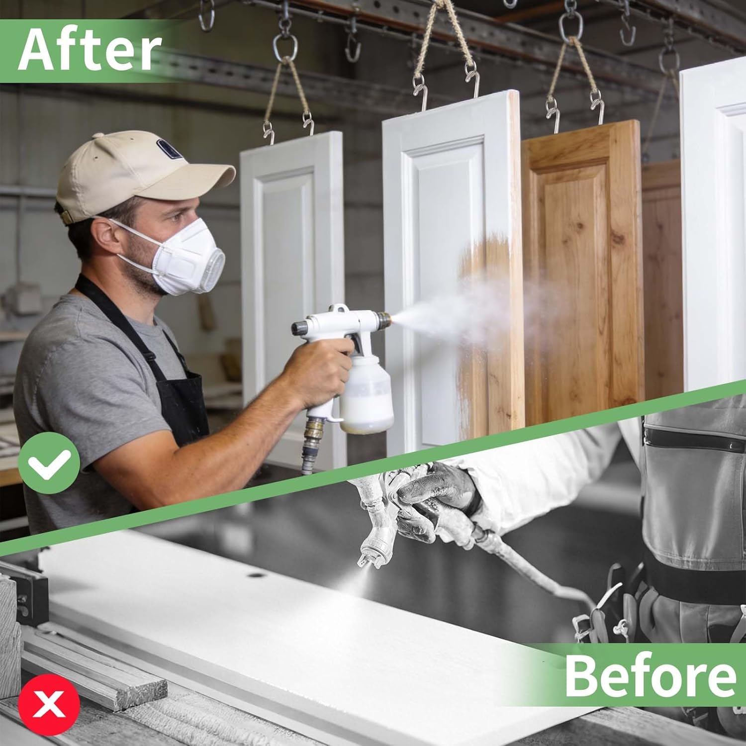 40 Pack Cabinet Door Painting Drying Rack, 304 Stainless Steel Cabinet Door Hangers for Painting, Metal Painting Hanging Hooks, No-Drill Spray Drying Rack Clips, Painting Cabinets Hanging System