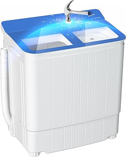 Pataku Lavadora portátil, mini lavadora compacta de doble tina, 17.6 libras combo de lavadora y secadora con función de remojo, semiautomática para Pataku Lavadora portátil, mini lavadora compacta de doble tina, 17.6 libras combo de lavadora y secadora con función de remojo, semiautomática para