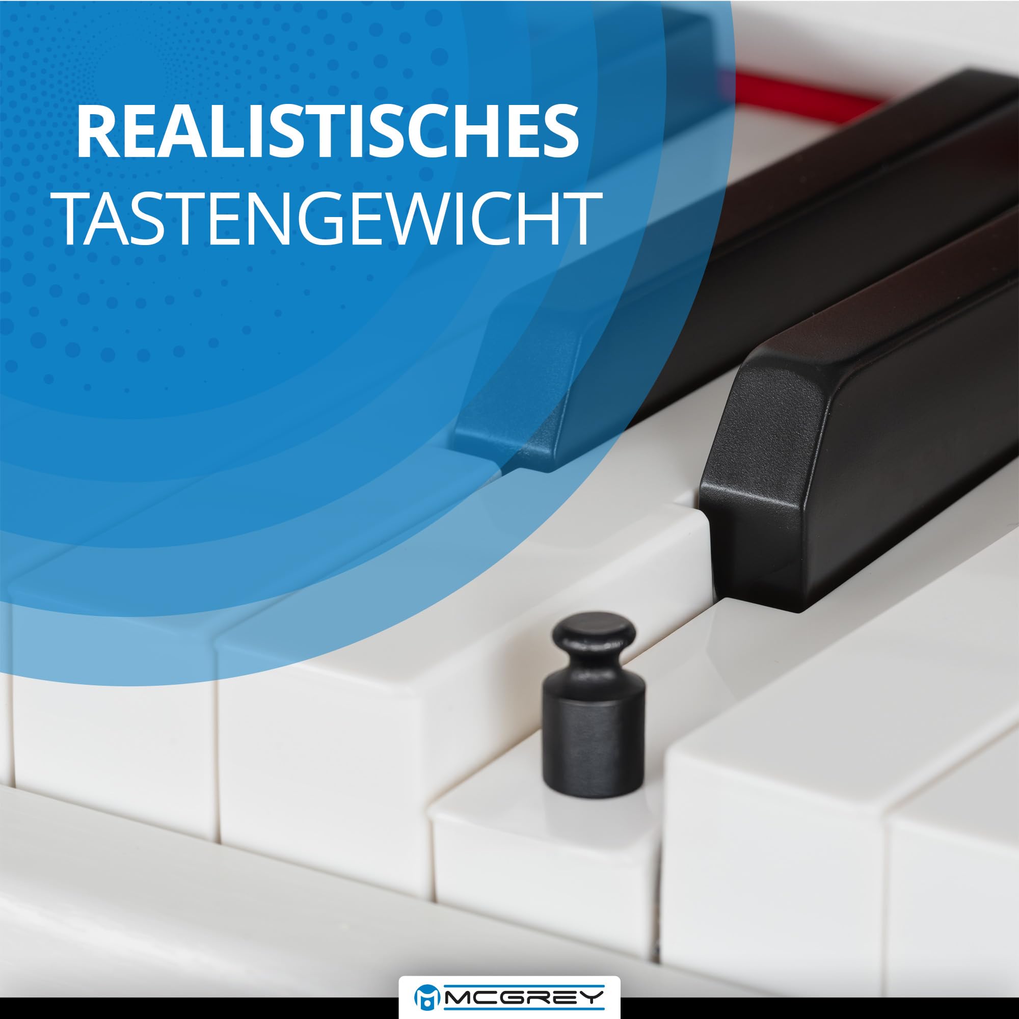 McGrey DP-19 WM E-Piano Set - 88 gewichtete Tasten mit Hammermechanik und Anschlagdynamik - 8 Klänge - Tastaturabdeckung - inkl. Klavierbank, Kopfhörer und Klavierschule - Weiß matt
